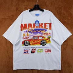 MARKET STUDIO Shirt Mens XXL White Pullover Crew Graphic Racing Auto Cars