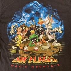 Six Flags Looney Tunes Tshirt Mens Medium Halloween Fright Night Graphic Print