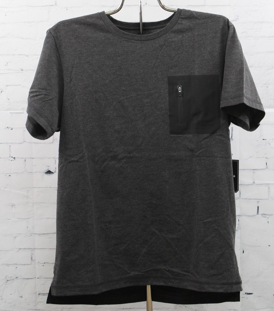 Tavik Mens Gentry Knit Short Sleeve T-Shirt Medium Heather Jet Black New