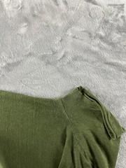 John Varvatos Wooster Shirt Mens Medium Green Linen Slim Fit V Neck Casual READ