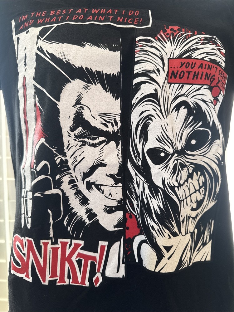 NWT Iron Maiden Marvel Wolverine SNIKT Graphic T-Shirt Men’s Small Black