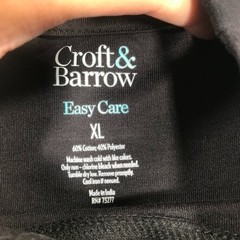 Croft & Barrow T Shirt Men’s XL Black The Easy Care Mock Neck Long Sleeve NEW