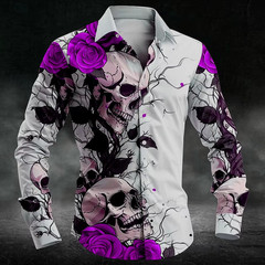 Button Down Shirt Men Fashion European Casual Hawaiian Men’s Shirt Flower Shirt