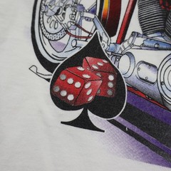 Vintage Laughlin Babe Pinup Sexy Tank Top Mens L White Biker Rally T Shirt Tee