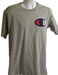 Champion Shirt Mens Large Gray Big C Patch Logo Athletic Tee Classic Casual