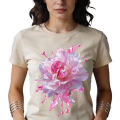Pink Peony Graphic Tee | Women Floral Tee | Aesthetic Flower Shirt Gift Idea