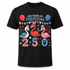 Flamingos Patriotic 250 Years of Freedom Spirit Men Women T-Shirt