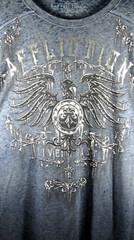 Affliction T-Shirt Men’s 3XL Blue Silver Foil Burnout Tee Lightweight Biker Rock