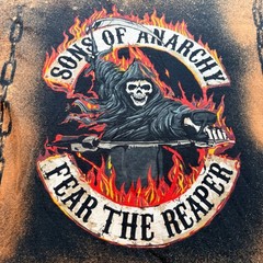 Sons of Anarchy T Shirt Mens XL Black Bleach Wash Fear The Reaper Graphic Tee