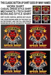Old School Thunder Road Speed Demon Devil Speed Shop Gasser Race Car Work Shirt