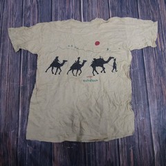 Vintage India Rajasthan Shirt Mens 2XL Tan Camel Desert Graphic Tourist Tee 90s