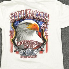 Sturgis Motorcycle Rally SUNA Shirt Mens Medium White Eagle USA 2021 Graphic Tee