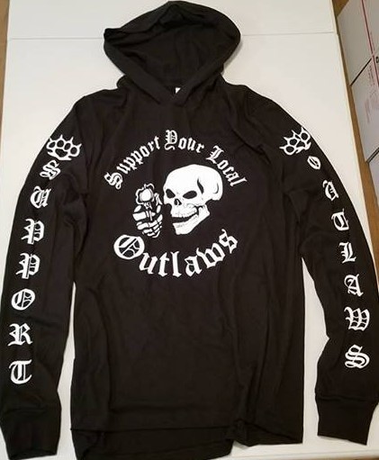 SYLO Support Outlaw motorcycle biker long sleeve hooded hood t shirt