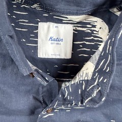 Katin Captain Shirt Mens Small Navy Tropical Print Cotton Linen Hawaiian NEW