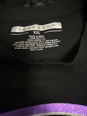 Sean John Vtg 90s Puff Daddy Rap Tee Shirt Size XXL Black Purple Logo