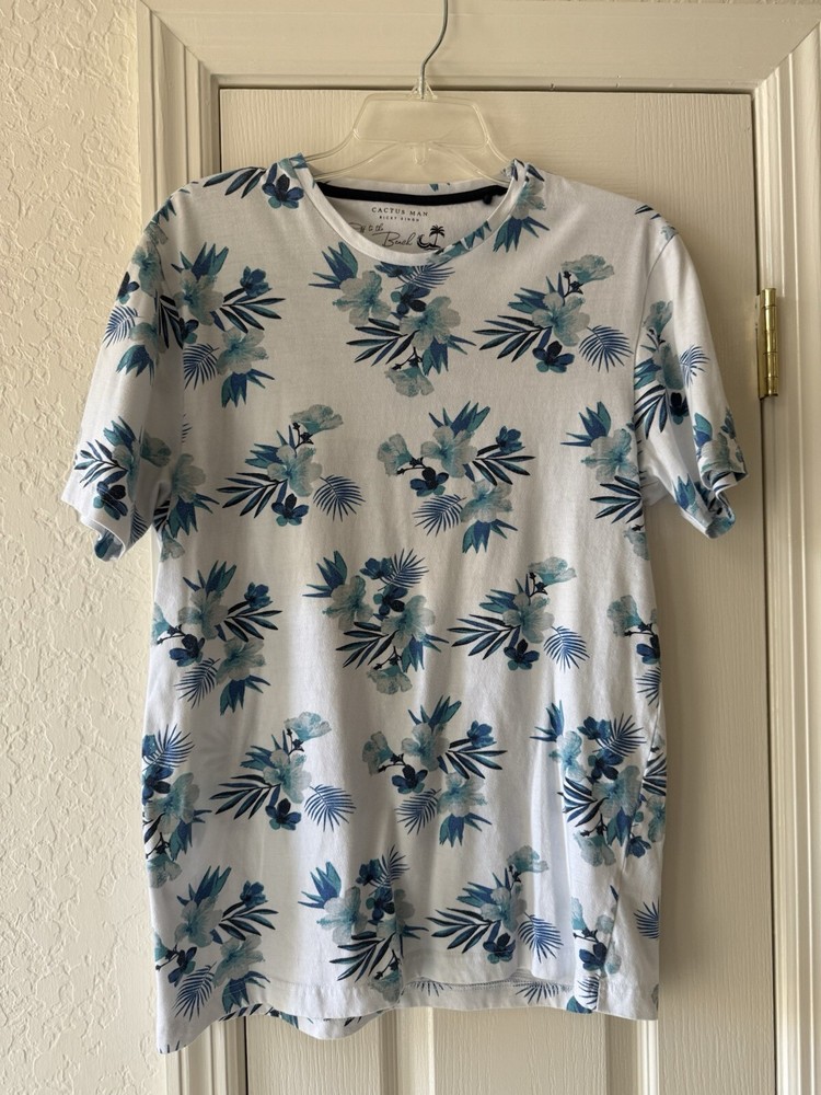 tropical Blue flowers Medium Short Sleeve shirt Ricky Singh Cactus Man