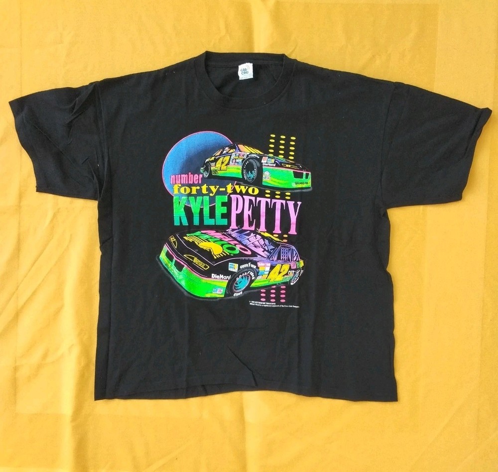 Vintage 1993 KYLE PETTY T Shirt Black 2XL Cal Cru Label