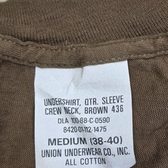 Vintage 80s U.S. Army Brown 436 Military Undershirt Union Underwear USA Sz Small