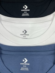 Converse Men’s Lot of 3 Logo Crew Tees in Black, White & Blue Pick Your Size NWT