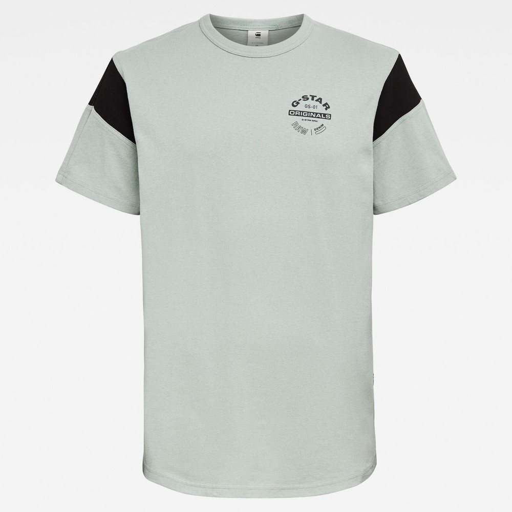 Men’s G-Star Raw Sport Panel Originals Logo GR T-Shirt Contrast Pistache Sea Tee