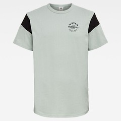 Men’s G-Star Raw Sport Panel Originals Logo GR T-Shirt Contrast Pistache Sea Tee