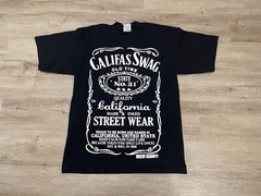 Men’s WEIVGEAR Sz L Black California Swag Whiskey Label T-Shirt made in USA