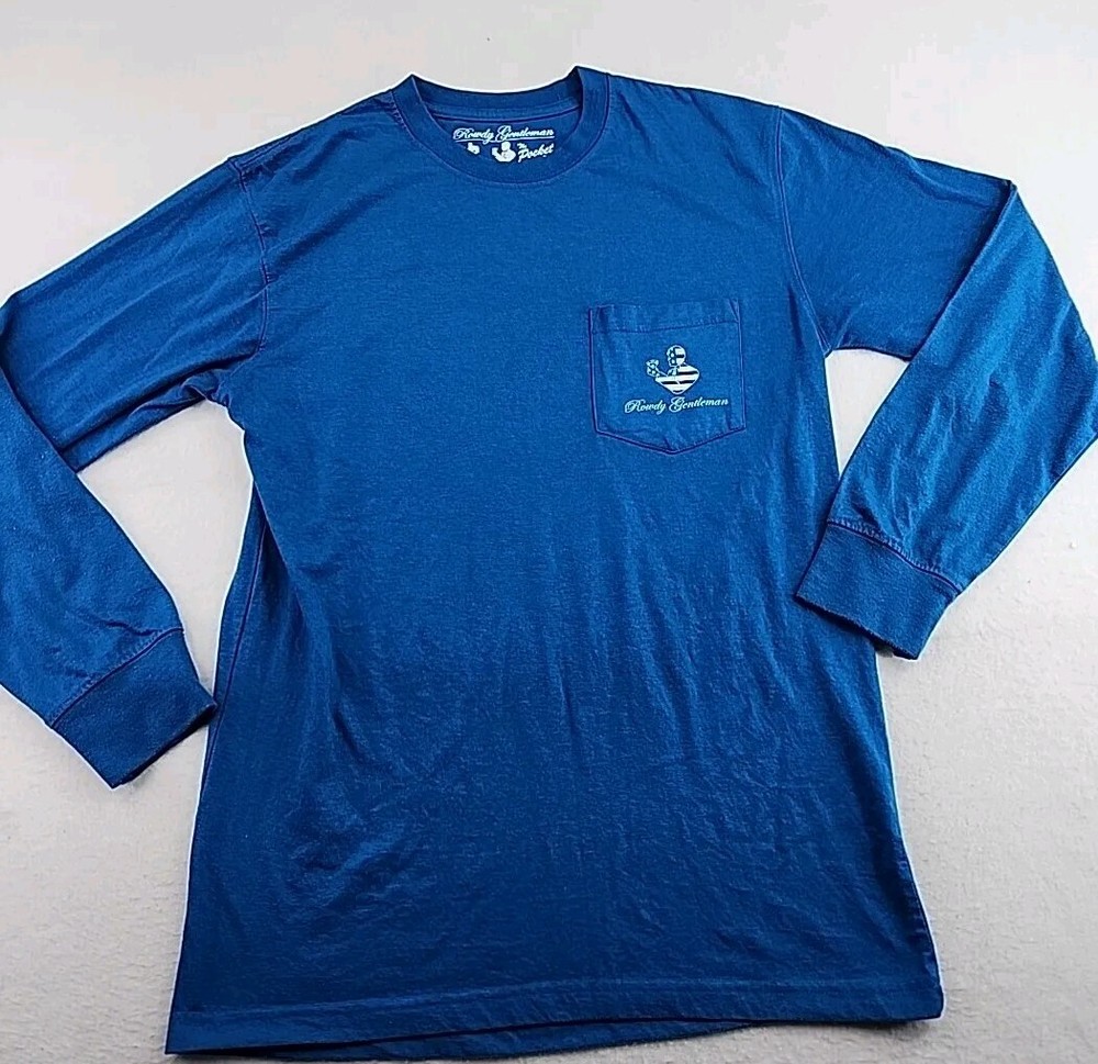 Rowdy Gentlemen Reagan Bush 84 Logo Mens Medium Blue Long Sleeve T-shirt