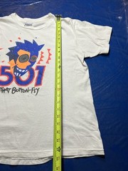 Vtg Levi’s 501 Spy That Button Fly T Shirt Tee Single Stitch White Promo (0591)