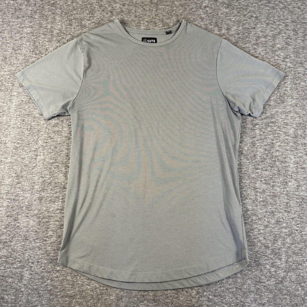 Cuts Shirt Mens Medium Gray Curve-Hem Pyca Pro Performance Stretch Crewneck Tee