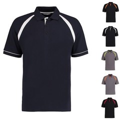 Mens Polo Shirts Short Sleeve Raglan Contrast Trim Cotton Pique Collared T Shirt