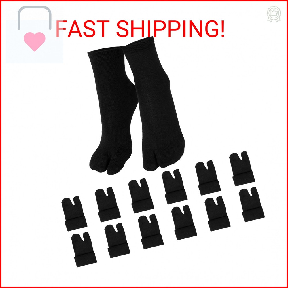 JIYIN 6 Pairs Flip Flop Socks, Elastic Tabi Split Toe Socks Wicking Cotton Socks
