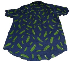 Adult Swim Rick & Morty Men’s Juniors Medium 100% Cotton Collared Pickle Rick