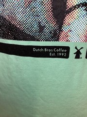 Dutch Bros Coffee T- Shirt Large green Peace Sign Flower Power Hippie Love Work
