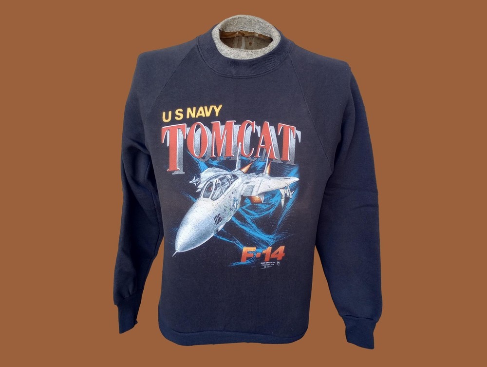 Vintage Sweatshirt U.S Navy TOMCAT F-14 Just Brass 1987 Size Medium NOS