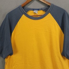 Old Navy T Shirt Mens XL Yellow Black Raglan Short Sleeve Regular Fit Crewneck