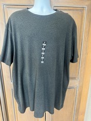 Croft & Barrow Mens Char Hthr Gray Easy Care Crew ribbed Short Sleeve Shirt XXL