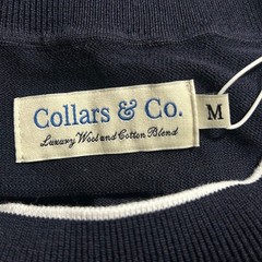 Collars & Co. Men’s Amalfi Luxe Tee Contrast White Trim Navy Blue M Medium New