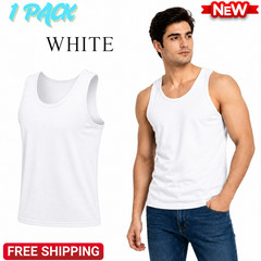 Mens Vest Tops 100% Cotton Plain Classic Vests Summer Training Gym Tank Top Pack