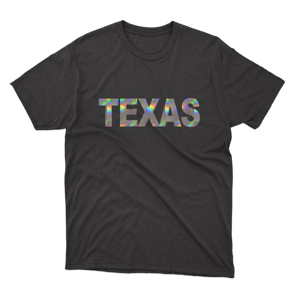 TEXAS Black T-Shirt | Silver Holographic / Hologram Text