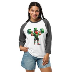 Bodybuilder Muscular Leprechaun 3/4 Sleeve Shirt St. Patrick’s Day Irish Luck