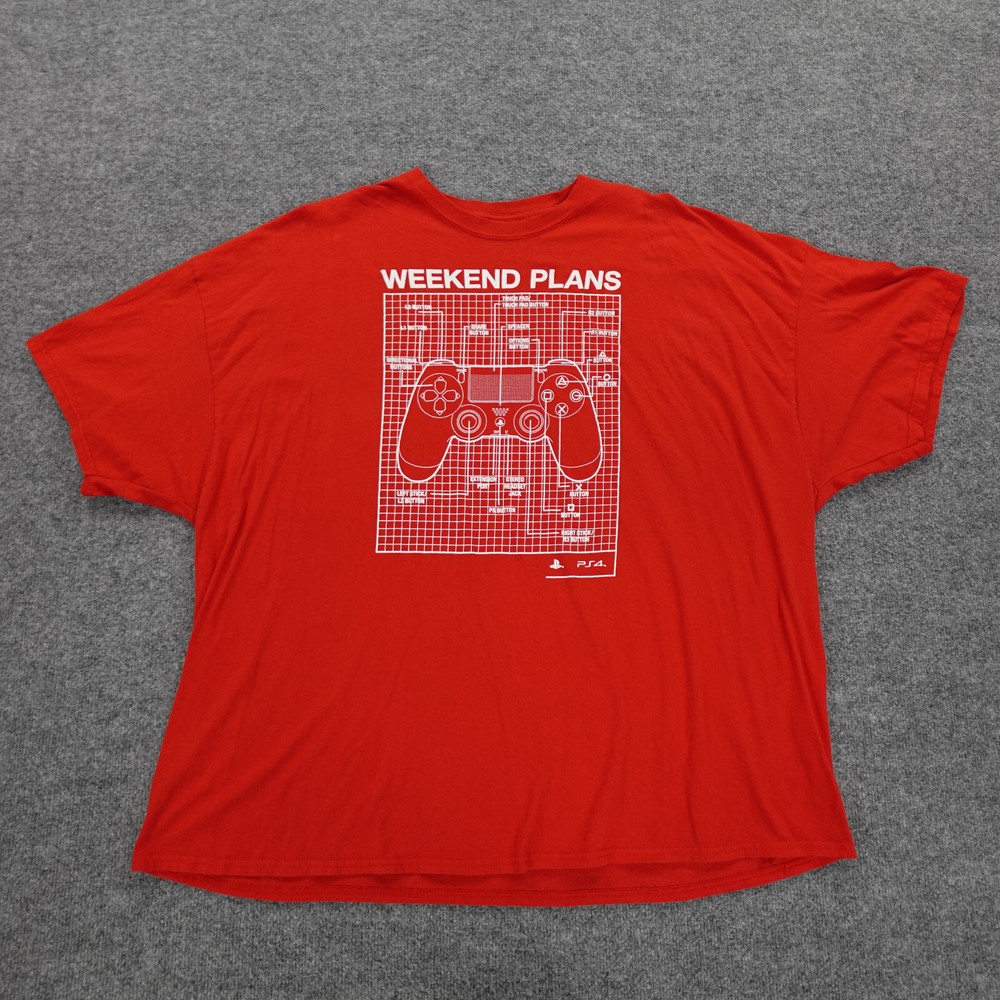 Playstation Shirt Mens 5X Red Weekend Plans PS4 Gamer Graphic Tee Oversize Sony