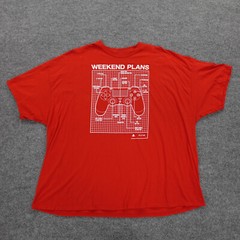 Playstation Shirt Mens 5X Red Weekend Plans PS4 Gamer Graphic Tee Oversize Sony