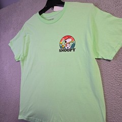 Peanuts® Hiking Snoopy t shirt Men Large Green Charlie Brown Classic Camping NWT