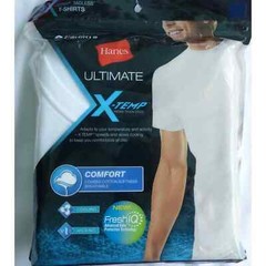 hanes men’s ultimate x-temp tagless white short sleeve crew neck t-shirts 3 pack