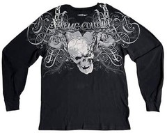 Xtreme Couture by Affliction Men’s Thermal Shirt WHIPLASH Skull