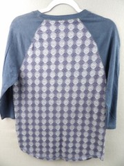 Mossimo Mens Size S 3/4 Sleeve T Shirt 100% Cotton Blue Geometric Pattern