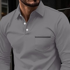 Mens Casual Shirts Grandad Long Sleeve Smart Work Business Golf Solid Tops