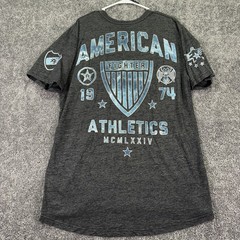 American Fighter Shirt Mens 2XL Gray Athletics Graphic Tee Side Zipper Casual