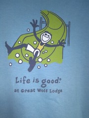 Life is Good at Great Wolf Lodge Blue S Crusher Slide Logo T-Shirt NEW