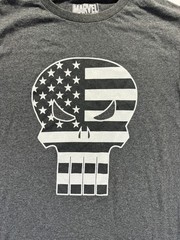 Marvel The Punisher T Shirt Mens SM Charcoal Grey Graphic American Flag Skull
